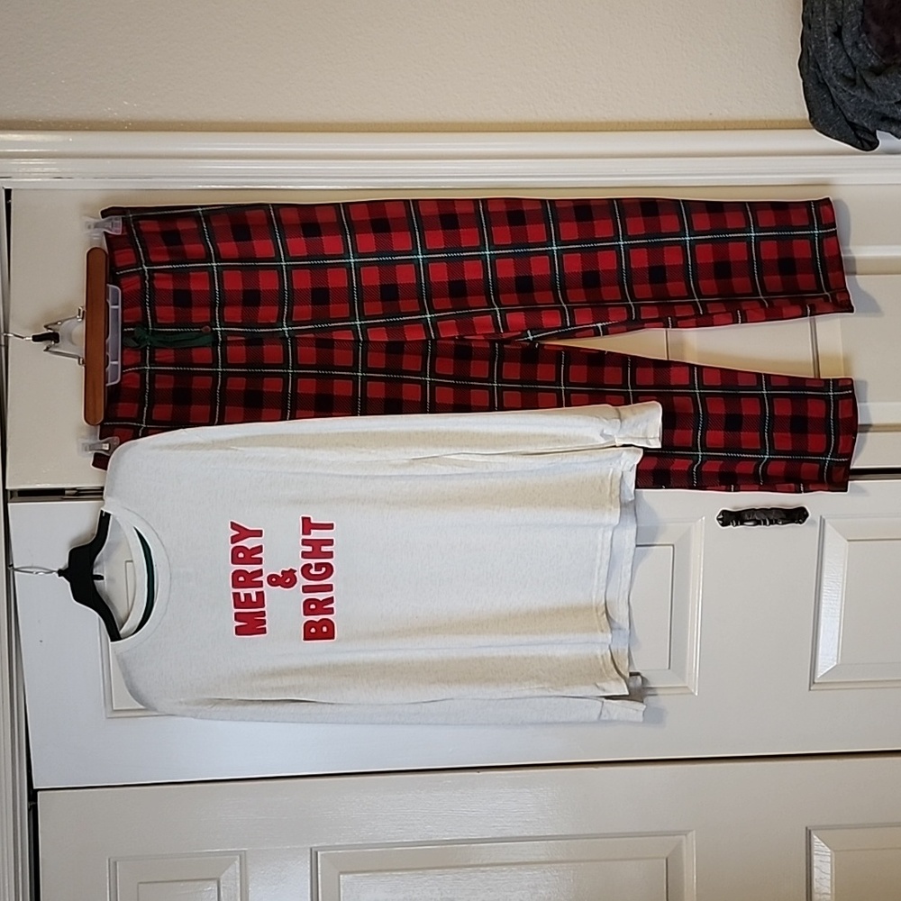 Men’s Matching Sleep Set Red Plaid Merry Bright Pajamas PJs
